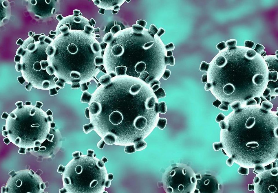 Coronavirus molecules closeup